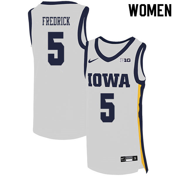 2020 Women #5 CJ Fredrick Iowa Hawkeyes College Basketball Jerseys Sale-White - Click Image to Close